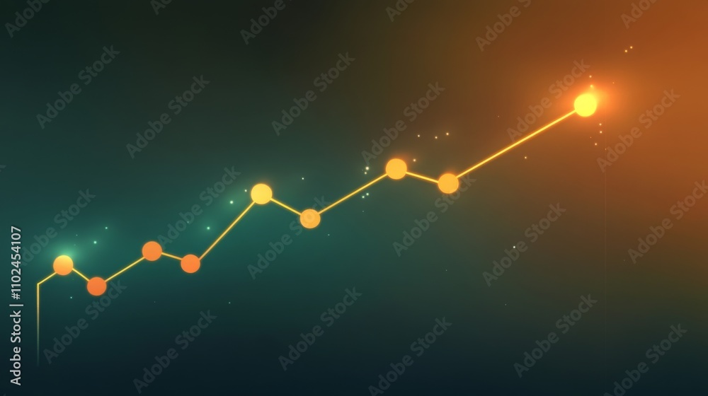 Poster Growth Progression Chart With Colorful Line And Bright Sparkles
