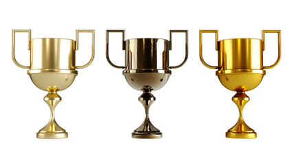 golden steel trophy isolated on transparent background,