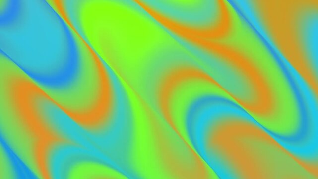 Abstract colorful neon gradient background. Dynamic 3D background with smooth abstract shapes, bright gradients of green and orange, soft lighting. Multicolored blurred transition. Flowing color compo