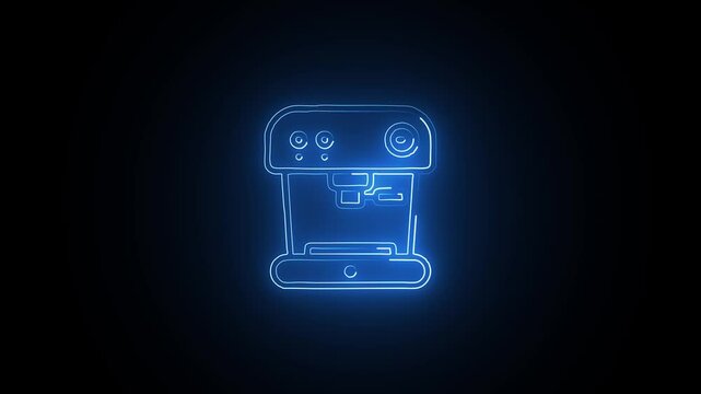 Glowing neon Robot icon isolated on black background. HD Video motion graphic animation