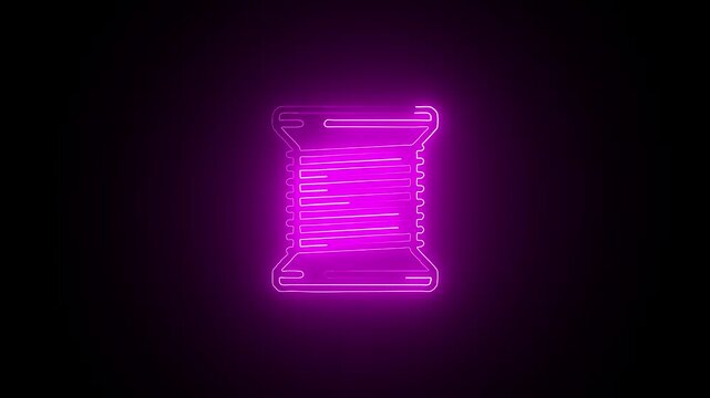 Glowing neon Thread icon isolated on black background. HD Video motion graphic animation