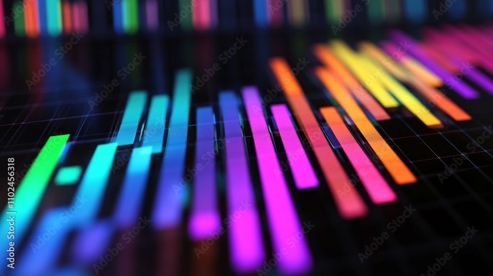 Aufkleber colorful abstract digital waveform with neon light effect