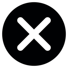 close button - x in circle, black and white cross icon symbol, vector