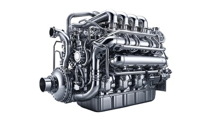 Modern diesel engine showcasing advanced technology and intricate design located in an auto assembly facility