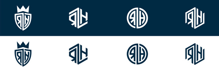 RH HR letter logo set design
