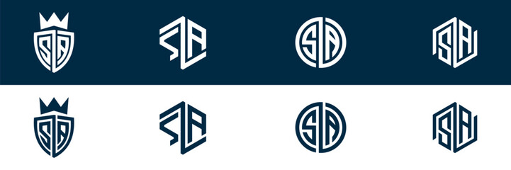 SA AS letter logo set design