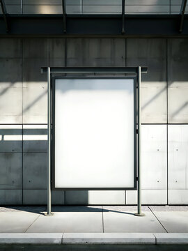 Urban advertising concept with metal framed a0 poster on concrete wall