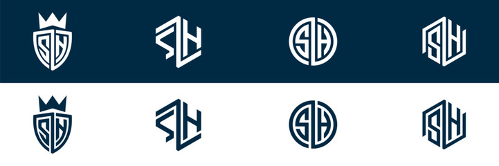 SH HS letter logo set design