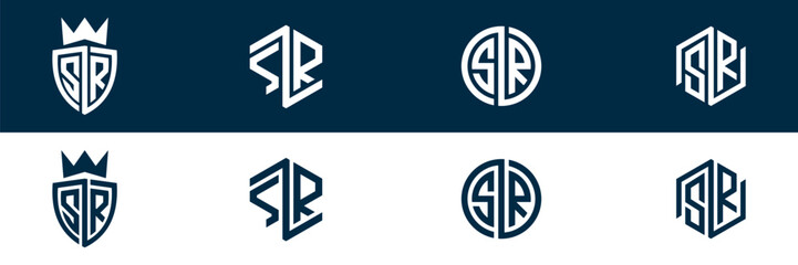 SR RS letter logo set design