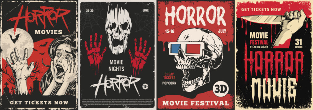 Horror movie festival posters for July