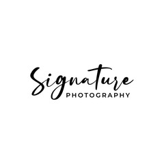 Handwritten Signature photography Font Calligraphy Logotype Script Font Type Font lettering with camera icon vector  design