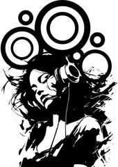 Silhouette de femme effet pochoir avec &eacute;l&eacute;ments de designs urbains vintages