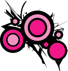 El&eacute;ments retro urbains grunge et pop, rose, noir, fond transparent