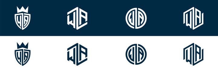 WA AW letter logo set design