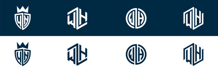 WH HW  letter logo set design
