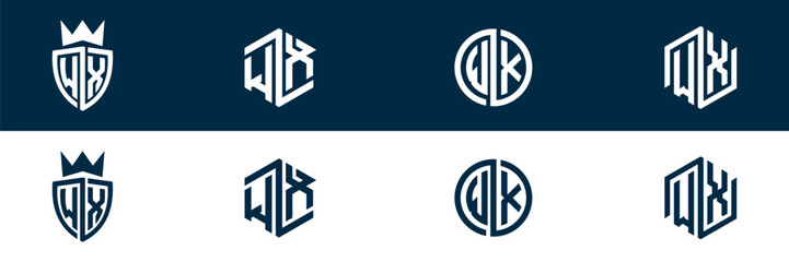 WX XW  letter logo set design