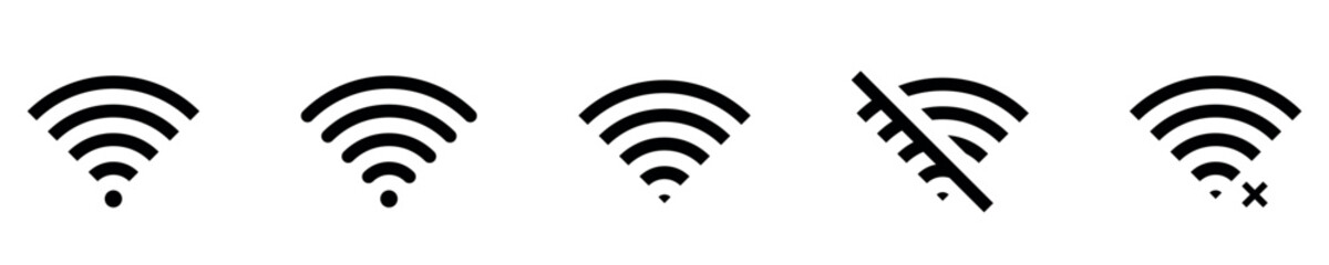 Wi-Fi icons set and stock vector illustration. wifi symbol. wifeless simple icons vector. wifi icon sheet, vector wifi icon image.