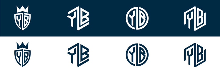 YB BY letter logo set design