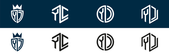 YC CY letter logo set design