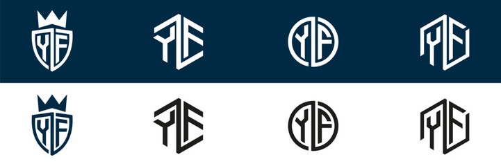 YF FY letter logo set design
