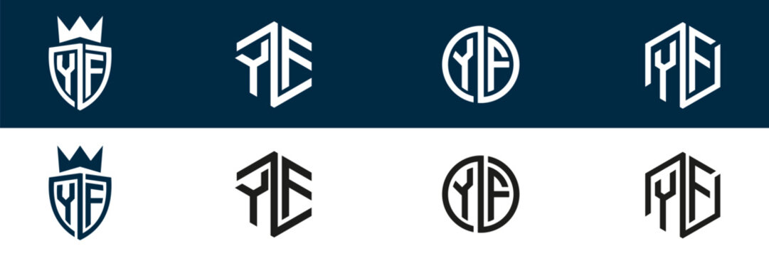 YF FY letter logo set design