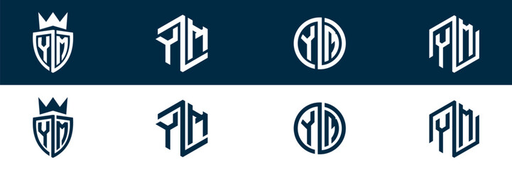 YM MY letter logo set design