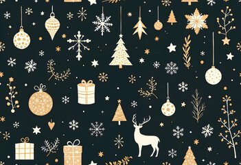 illustration set of christmas decoration pattern
