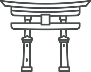 Asian traditional gates. Travel landmark line icon