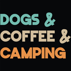 Dogs Coffee Camping Vintage T-shirt Design, Camping T-shirt, Camping Svg, Adventure Svg, Camper Svg, Typography, Bonfire Svg, Hiking Svg