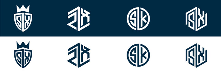 ZX XZ letter logo set design