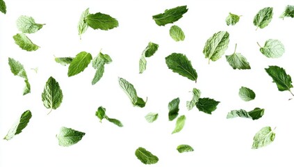 Fototapeta premium Flying mint leaves 