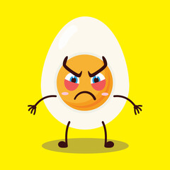 cute provoked expression of half boiled egg cartoon character