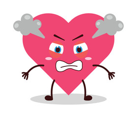 cute angry expression of heart cartoon character