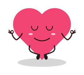 cute yoga expression of heart cartoon character