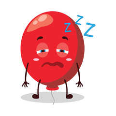cute sleepy expression of red balloon cartoon character