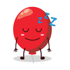 cute sleep expression of red balloon cartoon character