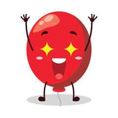 cute excited expression of red balloon cartoon character
