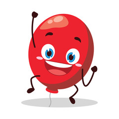 cute hurray victory expression of red balloon cartoon character