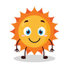 cute smile expression of sun cartoon character