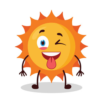 cute teased expression of sun cartoon character
