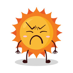 cute annoyed expression of sun cartoon character