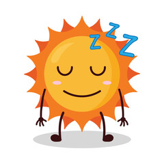 cute sleep expression of sun cartoon character