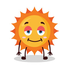 cute lazy expression of sun cartoon character