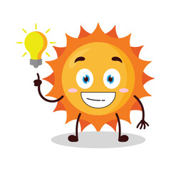 cute creative expression of sun cartoon character with shiny lamp