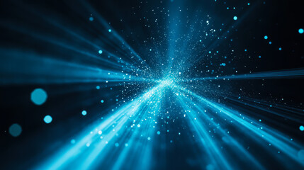 Naklejka premium A breathtaking view of blue light rays shining across a serene surface at twilight