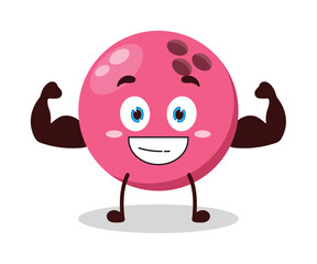 cute masculine healthy athlete expression of pink bowling ball character