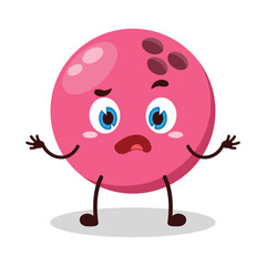 cute don't know expression of pink bowling ball character