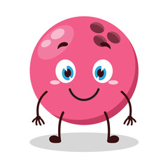 cute smile expression of pink bowling ball character
