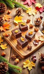 Homely Gold Leaf Fudge Photography: Warm, Delicious and Rustic Image for Backgrounds, Posters, Headers, Backdrops, and Creative Graphic Designs