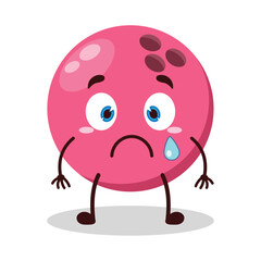 cute nervous expression of pink bowling ball character